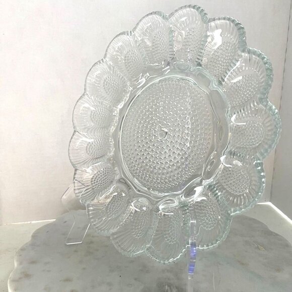 EAPG Hobnail Indiana Glass 11 Horderves Plate for 15 Deviled Eggs and More - Picture 6 of 14